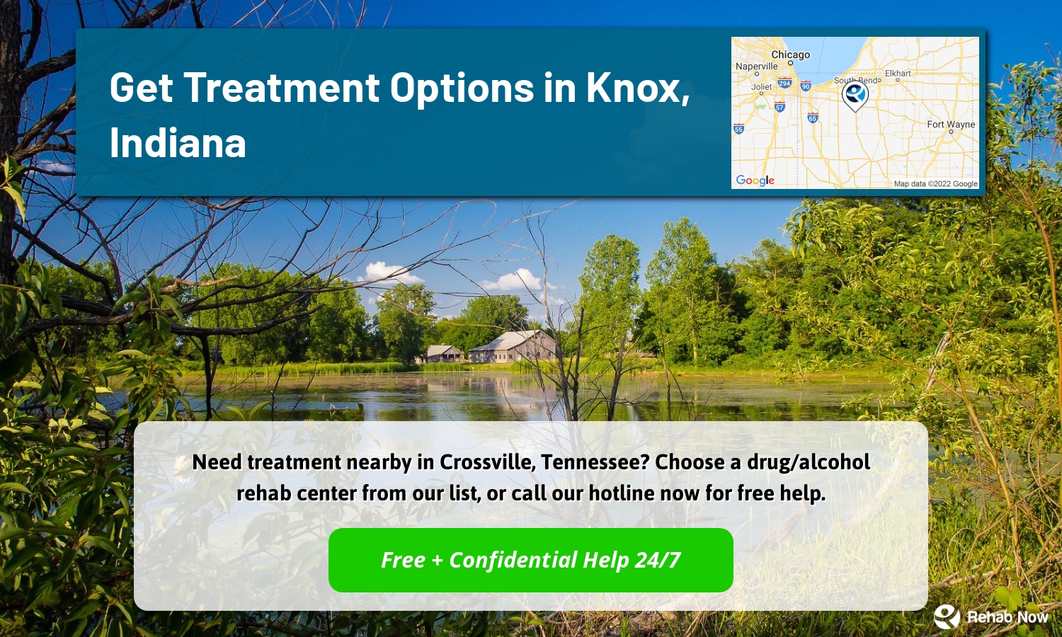 Need treatment nearby in Crossville, Tennessee? Choose a drug/alcohol rehab center from our list, or call our hotline now for free help.