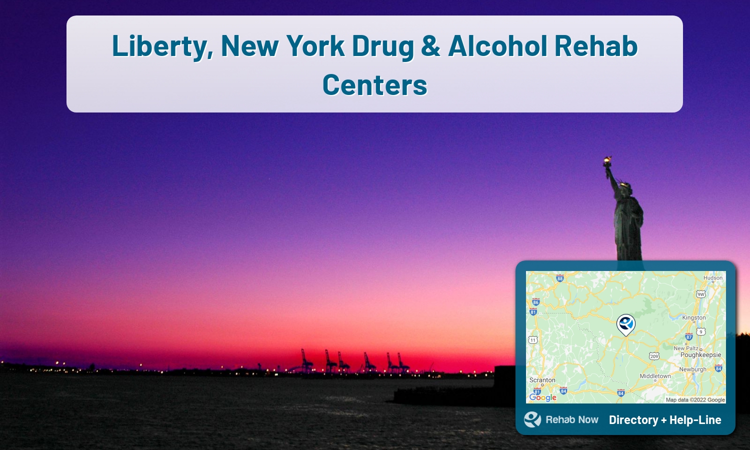 Drug rehab and alcohol treatment services nearby Liberty, NY. Need help choosing a treatment program? Call our free hotline!