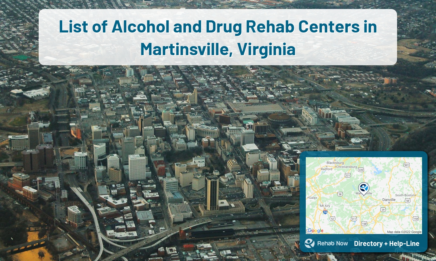 Need treatment nearby in Martinsville, Virginia? Choose a drug/alcohol rehab center from our list, or call our hotline now for free help.