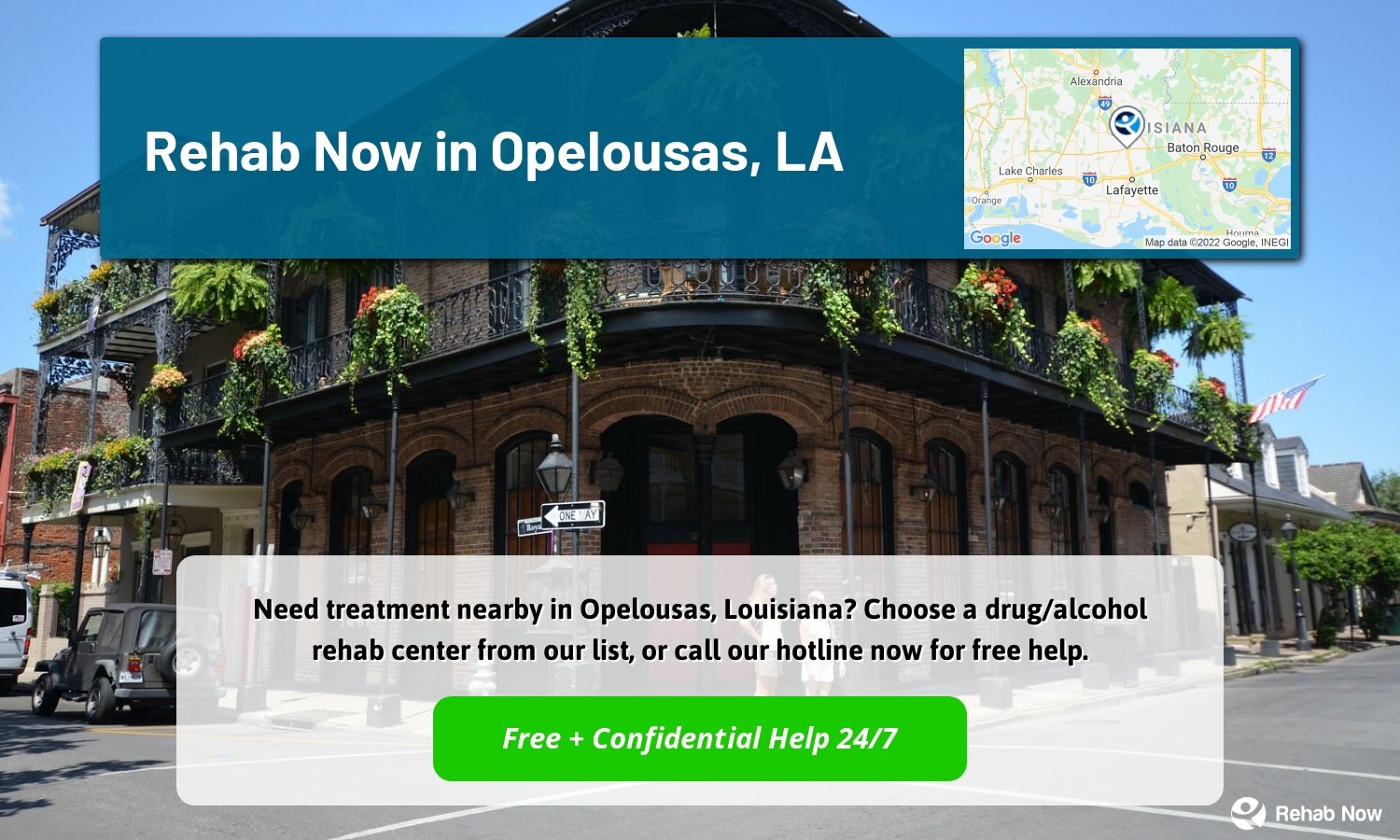 Need treatment nearby in Opelousas, Louisiana? Choose a drug/alcohol rehab center from our list, or call our hotline now for free help.
