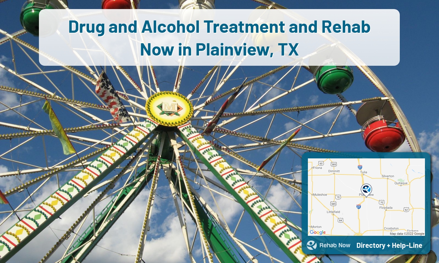 Need treatment nearby in Plainview, Texas? Choose a drug/alcohol rehab center from our list, or call our hotline now for free help.