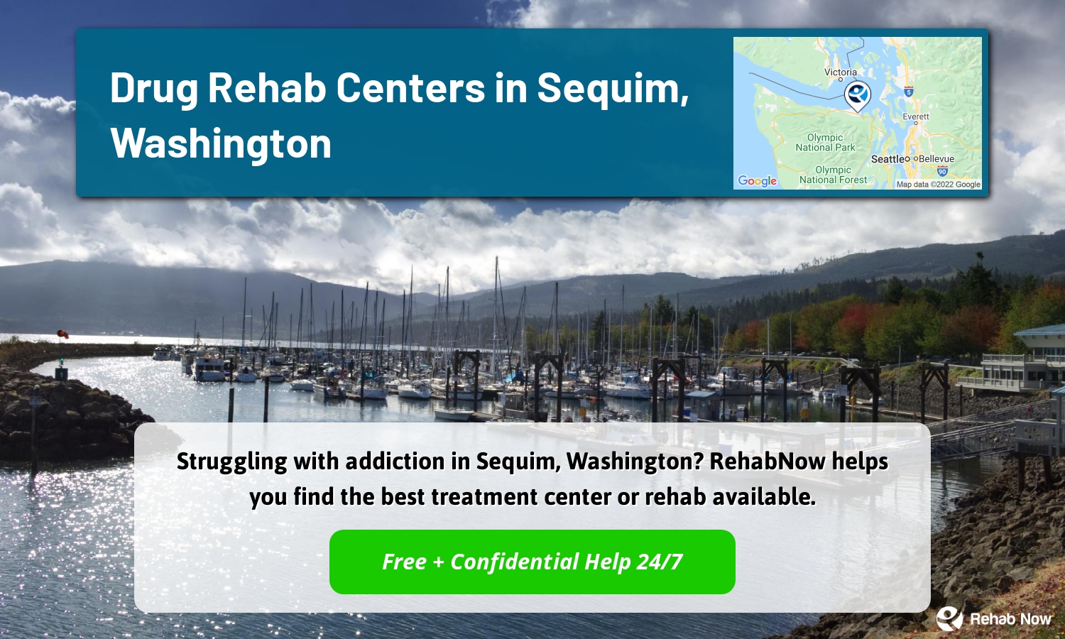 Struggling with addiction in Sequim, Washington? RehabNow helps you find the best treatment center or rehab available.