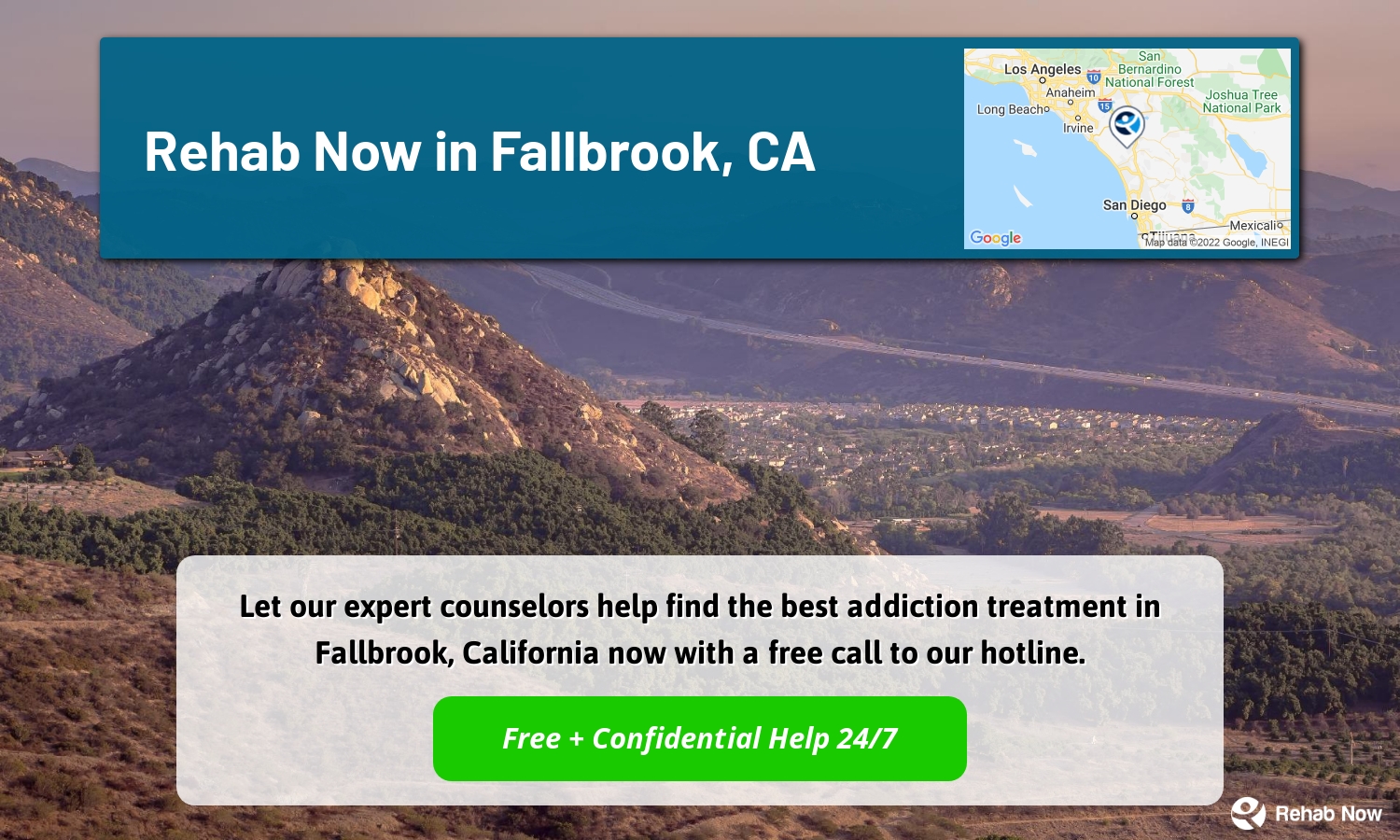 Let our expert counselors help find the best addiction treatment in Fallbrook, California now with a free call to our hotline.