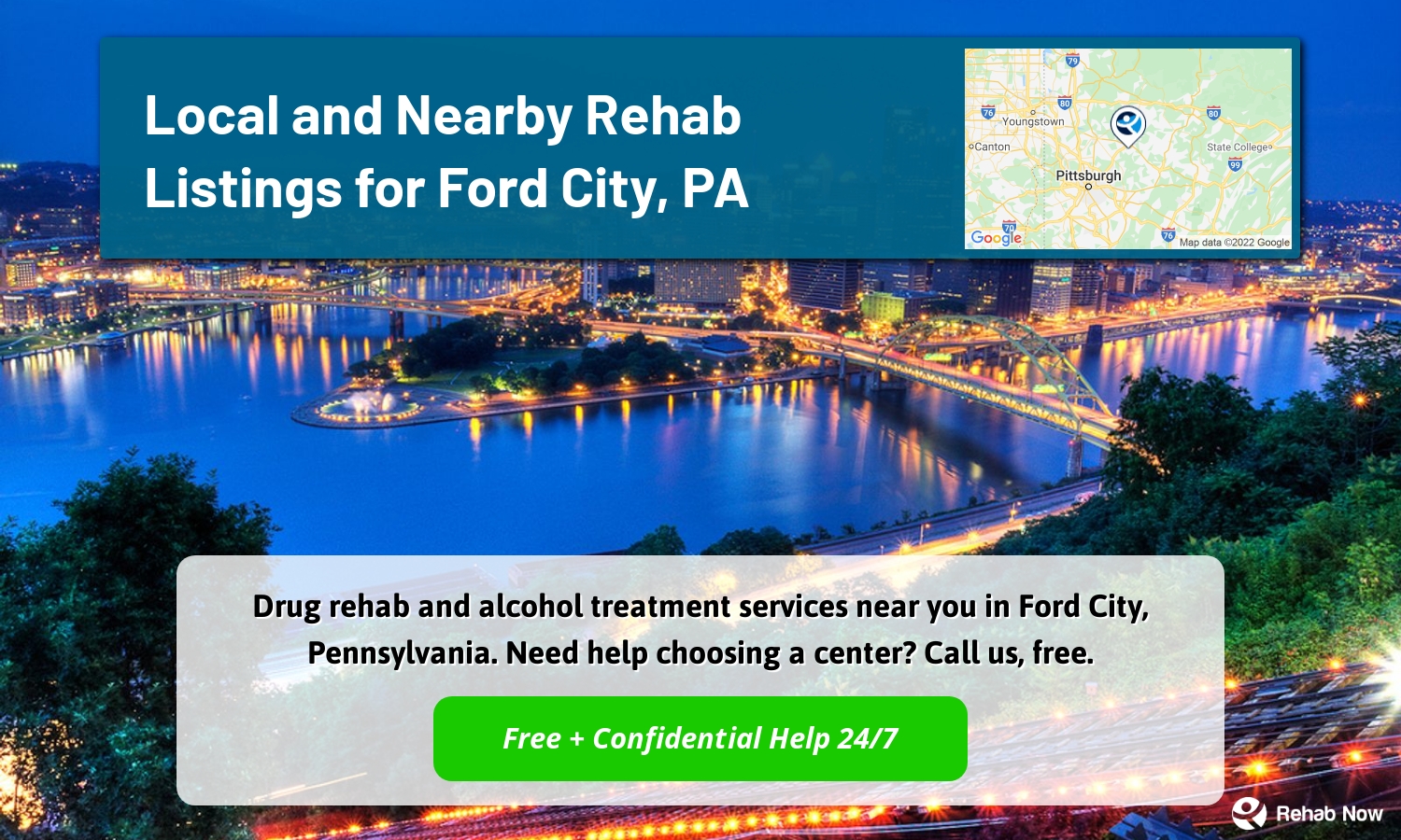 Drug rehab and alcohol treatment services near you in Ford City, Pennsylvania. Need help choosing a center? Call us, free.