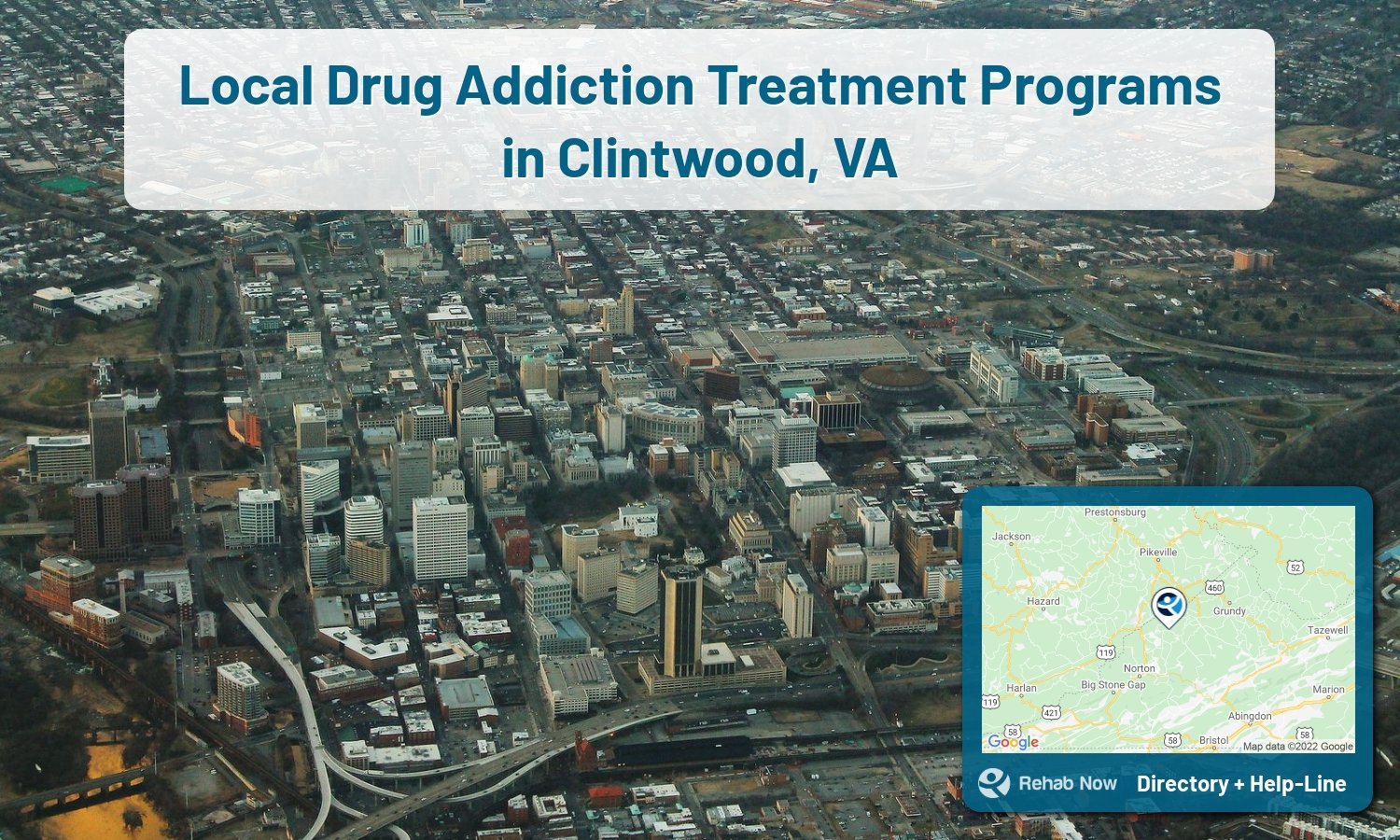 Need treatment nearby in Clintwood, Virginia? Choose a drug/alcohol rehab center from our list, or call our hotline now for free help.