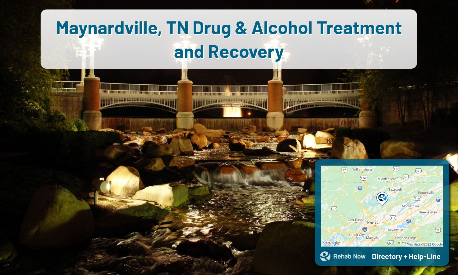 Our experts can help you find treatment now in Maynardville, Tennessee. We list drug rehab and alcohol centers in Tennessee.