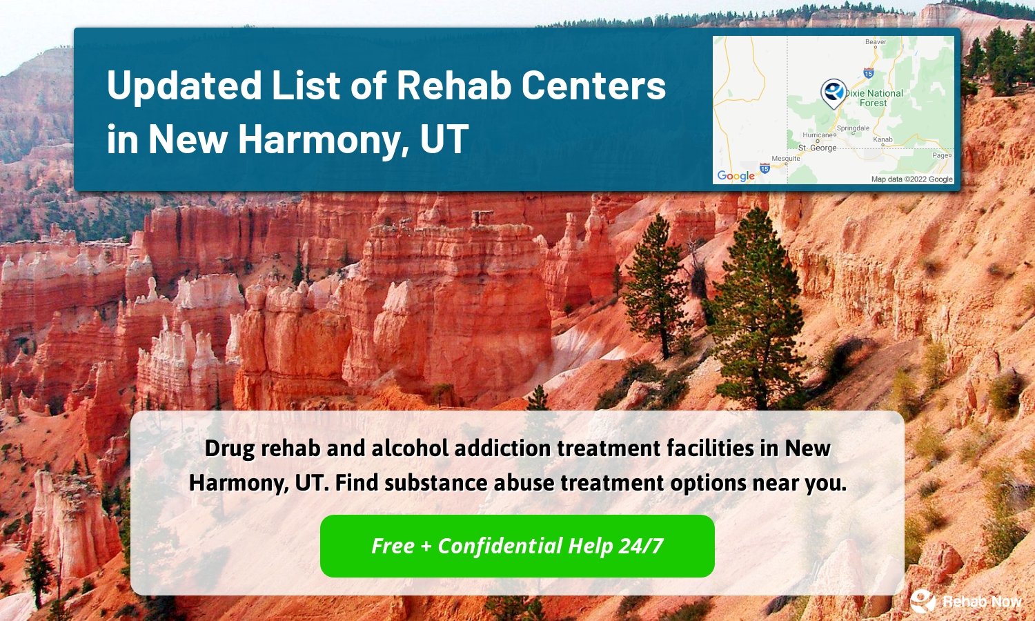 Drug rehab and alcohol addiction treatment facilities in New Harmony, UT. Find substance abuse treatment options near you.