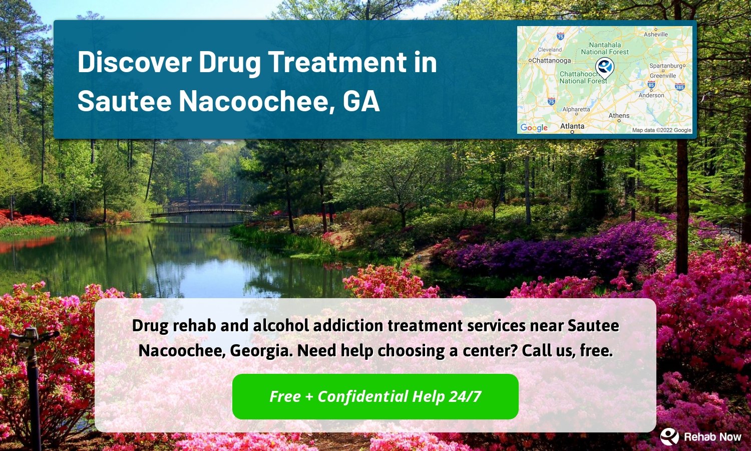Drug rehab and alcohol addiction treatment services near Sautee Nacoochee, Georgia. Need help choosing a center? Call us, free.