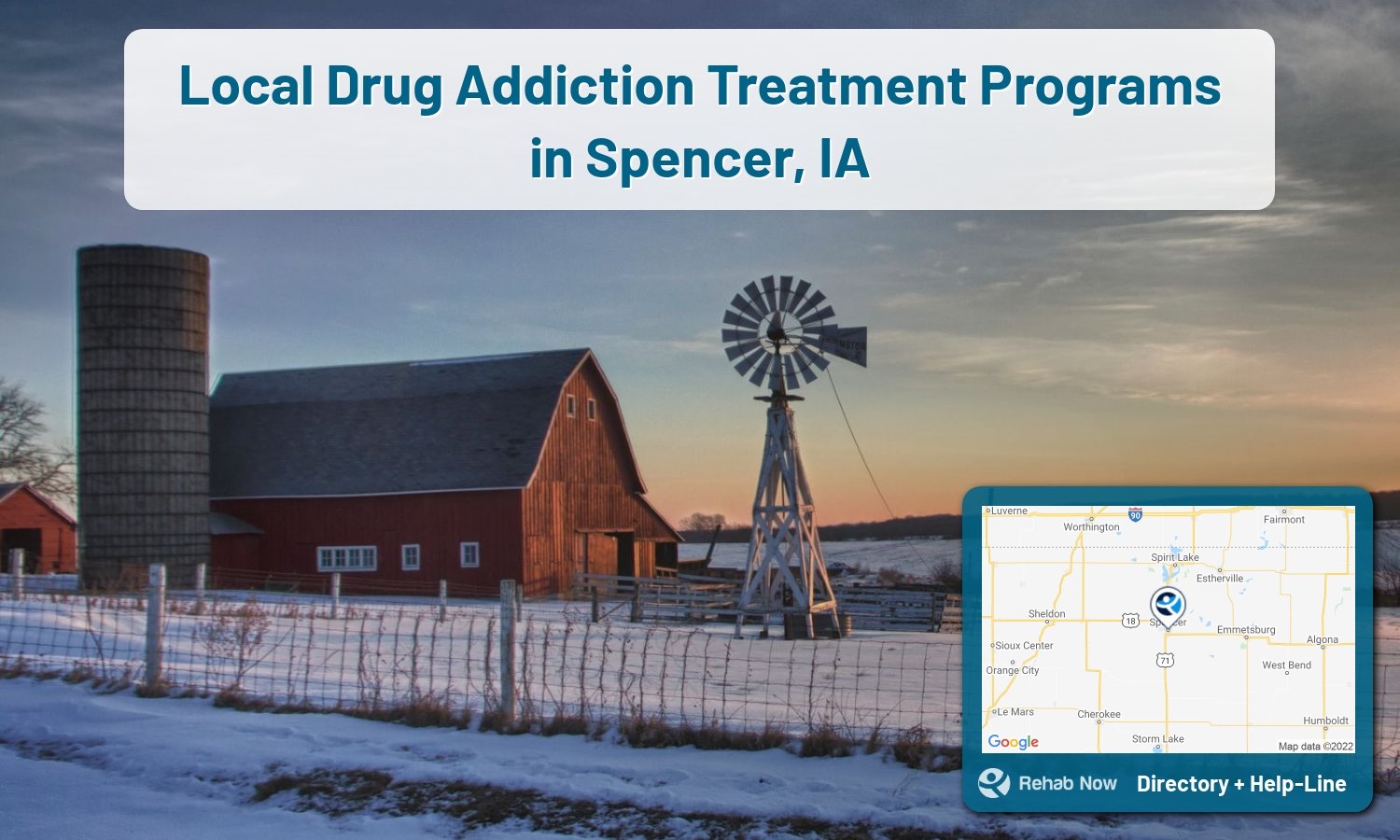 Spencer, IA Treatment Centers. Find drug rehab in Spencer, Iowa, or detox and treatment programs. Get the right help now!