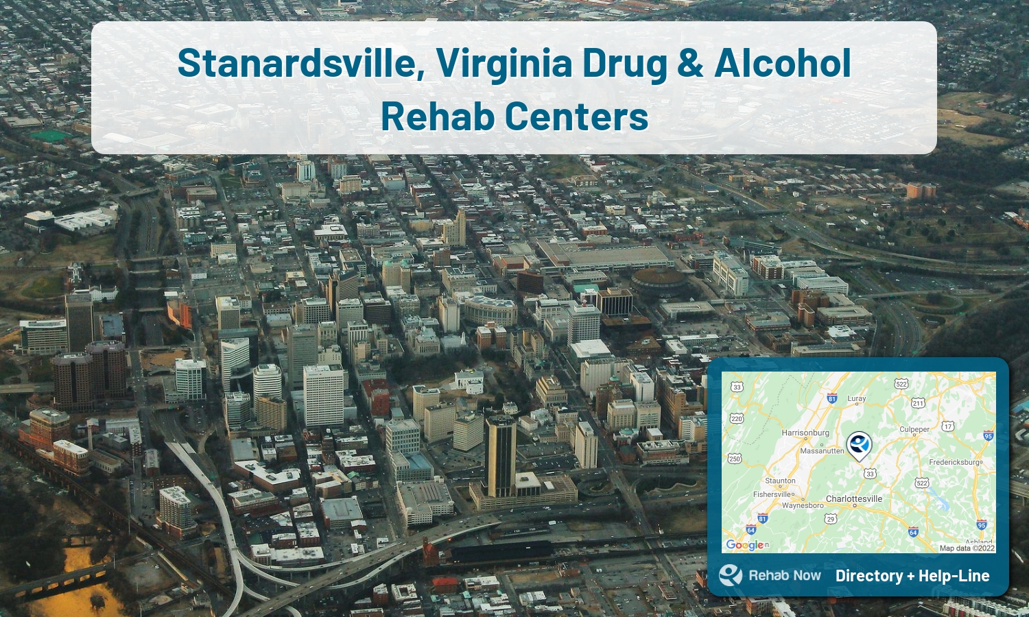 Drug rehab and alcohol treatment services near you in Stanardsville, Virginia. Need help choosing a center? Call us, free.