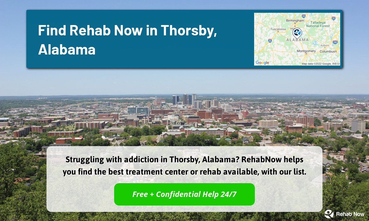 Struggling with addiction in Thorsby, Alabama? RehabNow helps you find the best treatment center or rehab available, with our list.