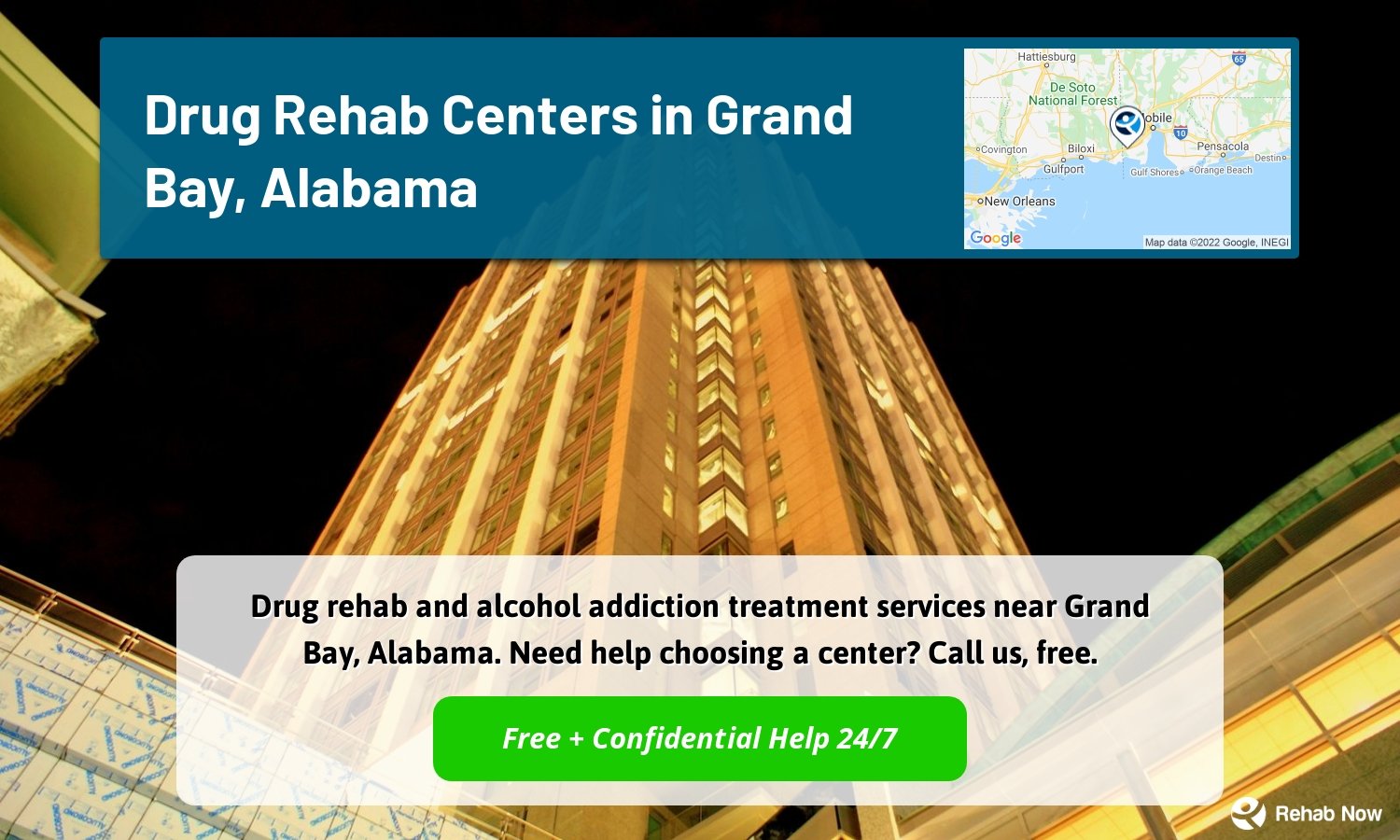Drug rehab and alcohol addiction treatment services near Grand Bay, Alabama. Need help choosing a center? Call us, free.