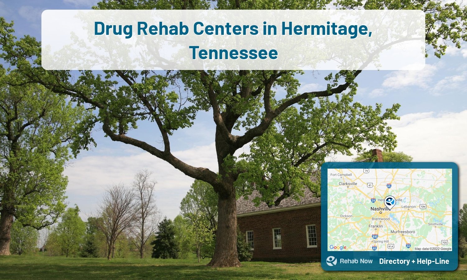 Drug rehab and alcohol treatment services near you in Hermitage, Tennessee. Need help choosing a center? Call us, free.