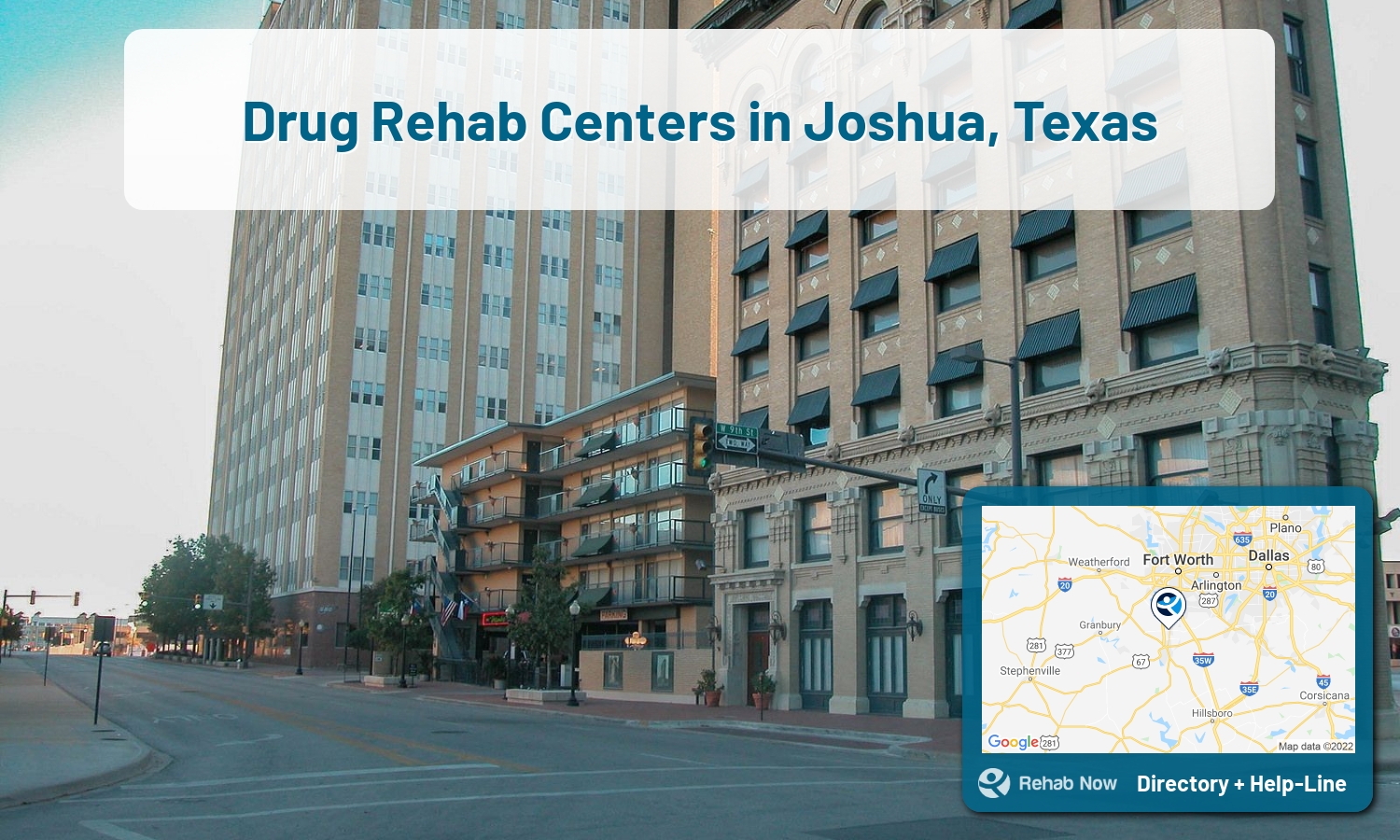 Drug rehab and alcohol treatment services near you in Joshua, Texas. Need help choosing a center? Call us, free.
