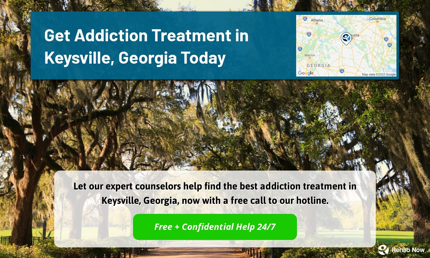 Let our expert counselors help find the best addiction treatment in Keysville, Georgia, now with a free call to our hotline.