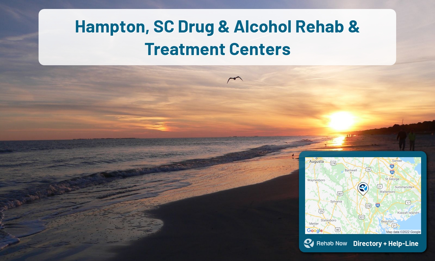 Drug rehab and alcohol treatment services near you in Hampton, South Carolina. Need help choosing a center? Call us, free.