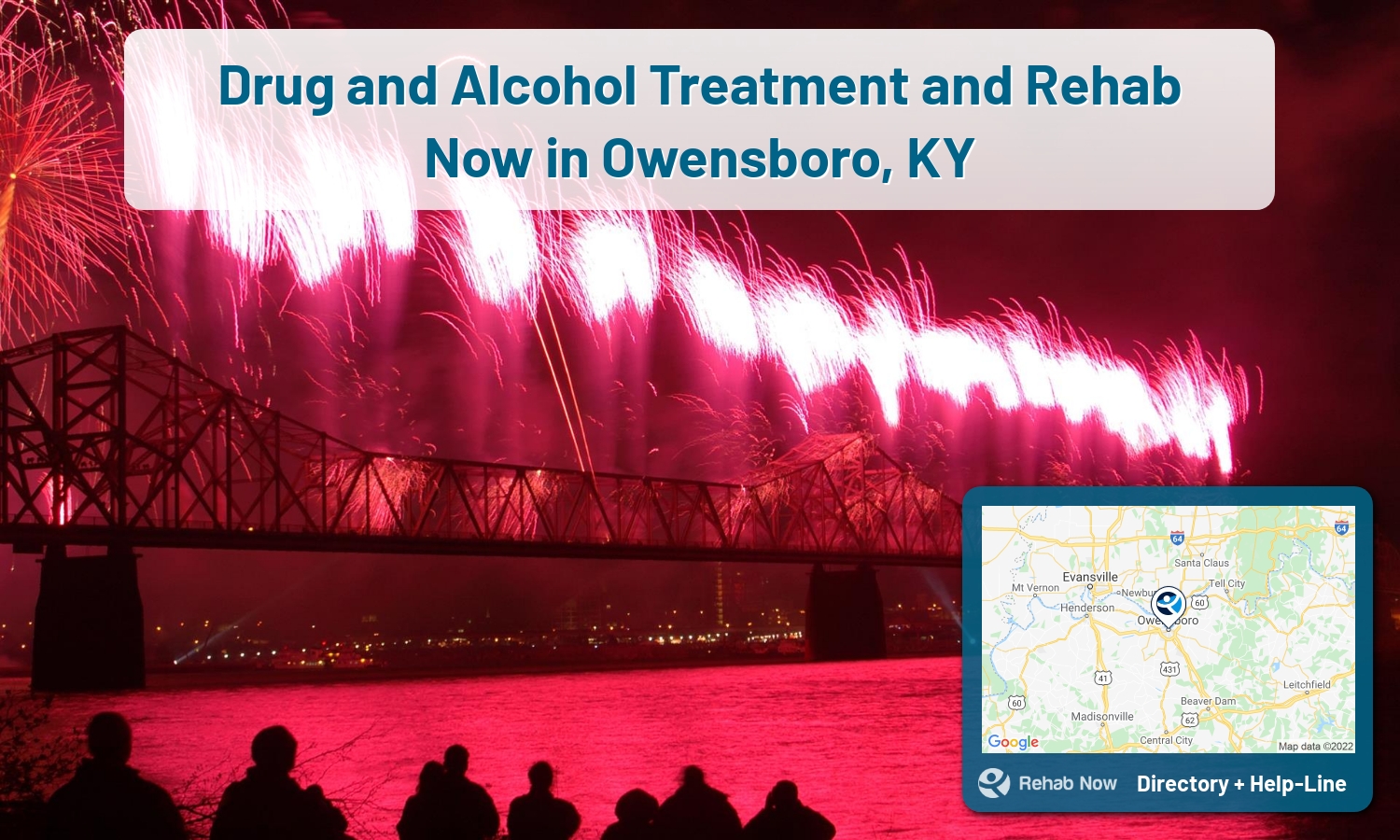 Need treatment nearby in Owensboro, Kentucky? Choose a drug/alcohol rehab center from our list, or call our hotline now for free help.