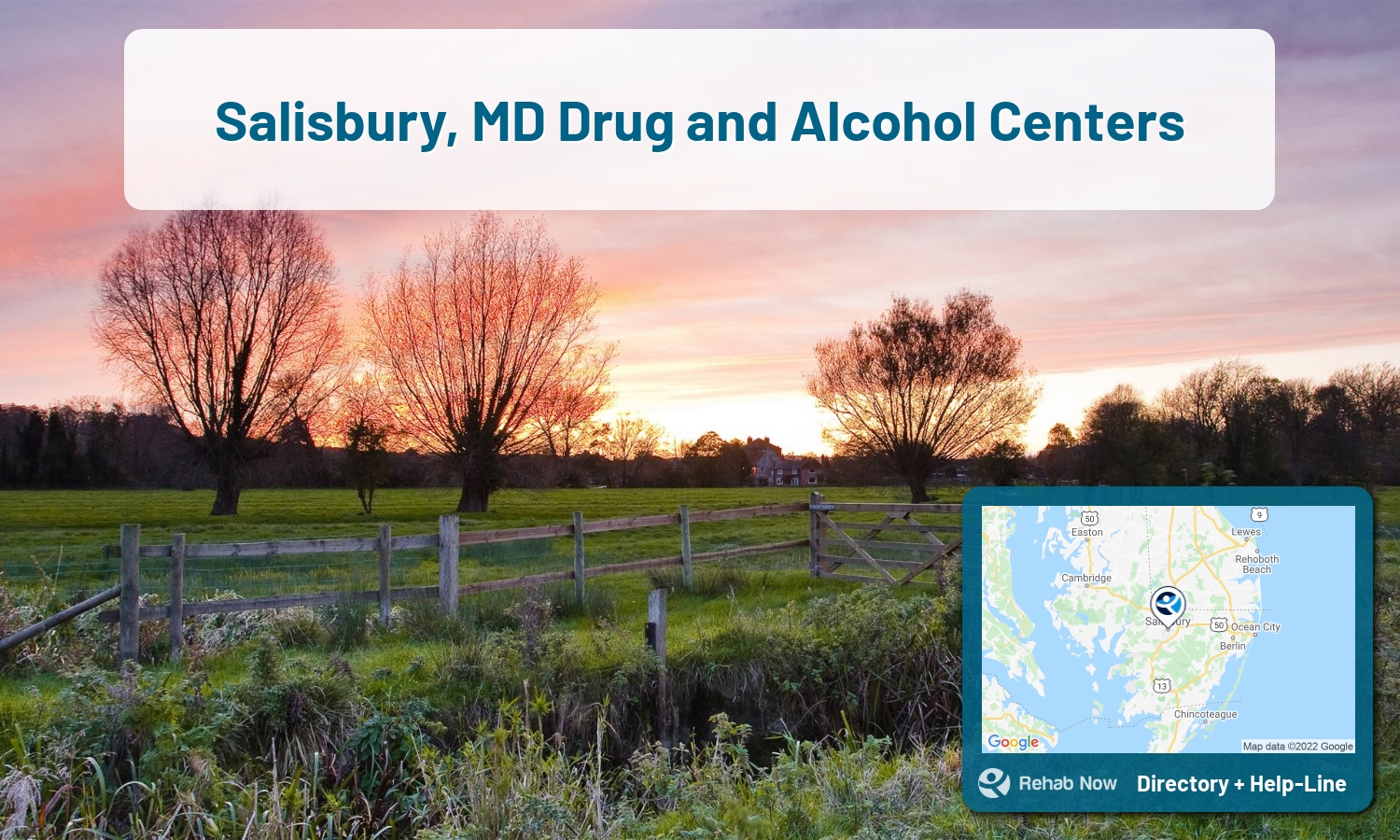 Need treatment nearby in Salisbury, Maryland? Choose a drug/alcohol rehab center from our list, or call our hotline now for free help.