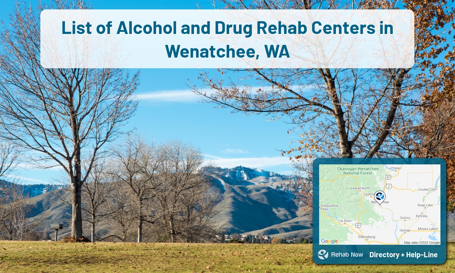 Wenatchee, WA Treatment Centers. Find drug rehab in Wenatchee, Washington, or detox and treatment programs. Get the right help now!