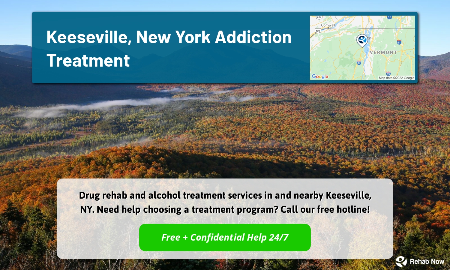 Drug rehab and alcohol treatment services in and nearby Keeseville, NY. Need help choosing a treatment program? Call our free hotline!