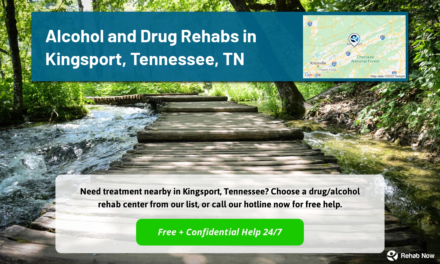 Need treatment nearby in Kingsport, Tennessee? Choose a drug/alcohol rehab center from our list, or call our hotline now for free help.