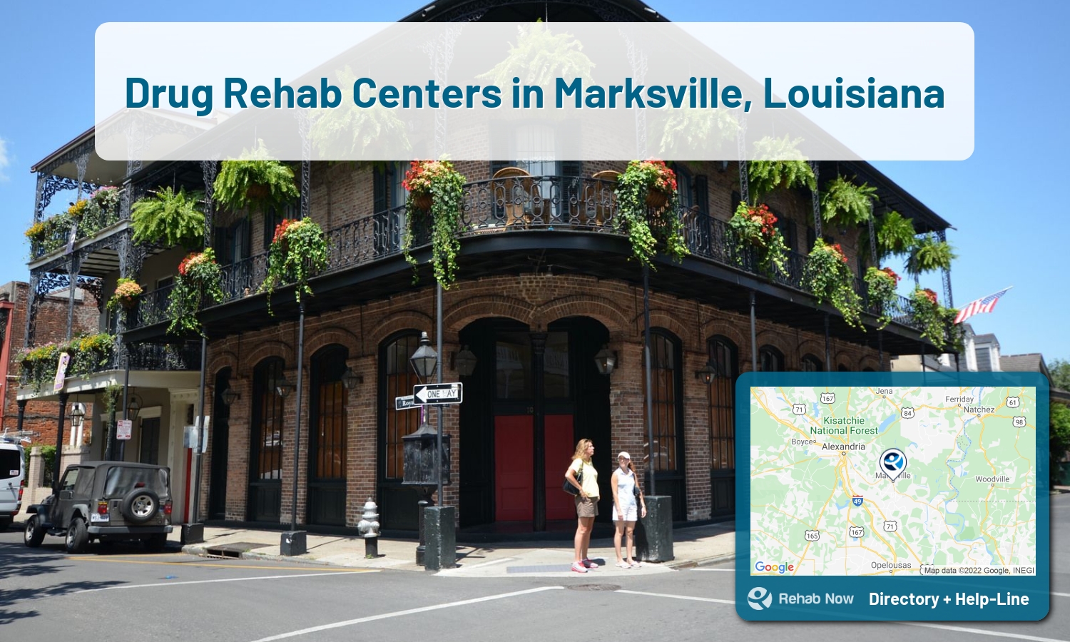 Drug rehab and alcohol treatment services near you in Marksville, Louisiana. Need help choosing a center? Call us, free.