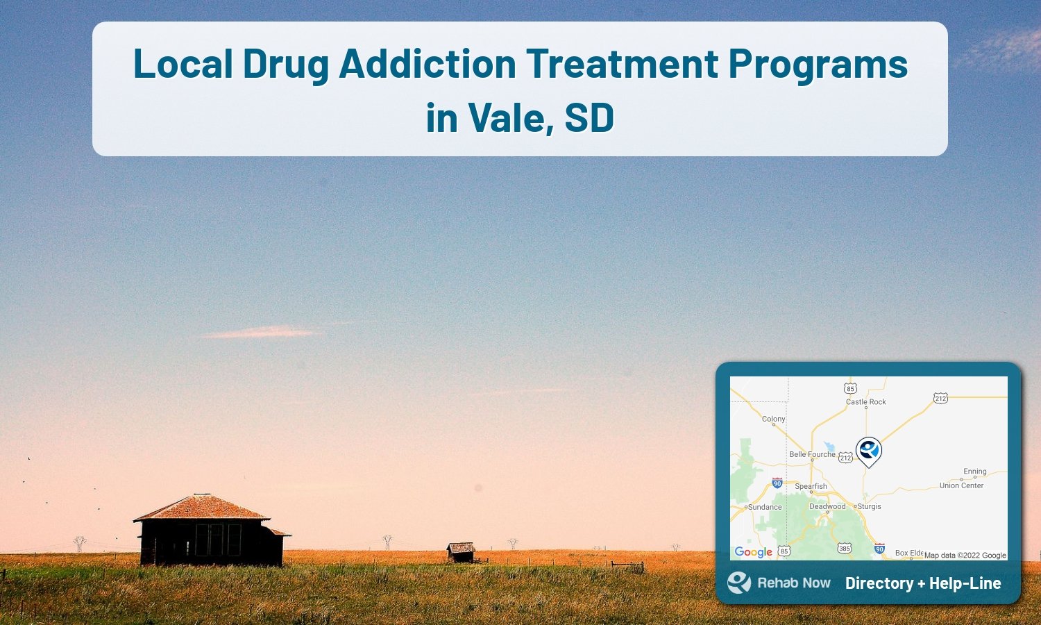 Drug rehab and alcohol treatment services nearby Vale, SD. Need help choosing a treatment program? Call our free hotline!