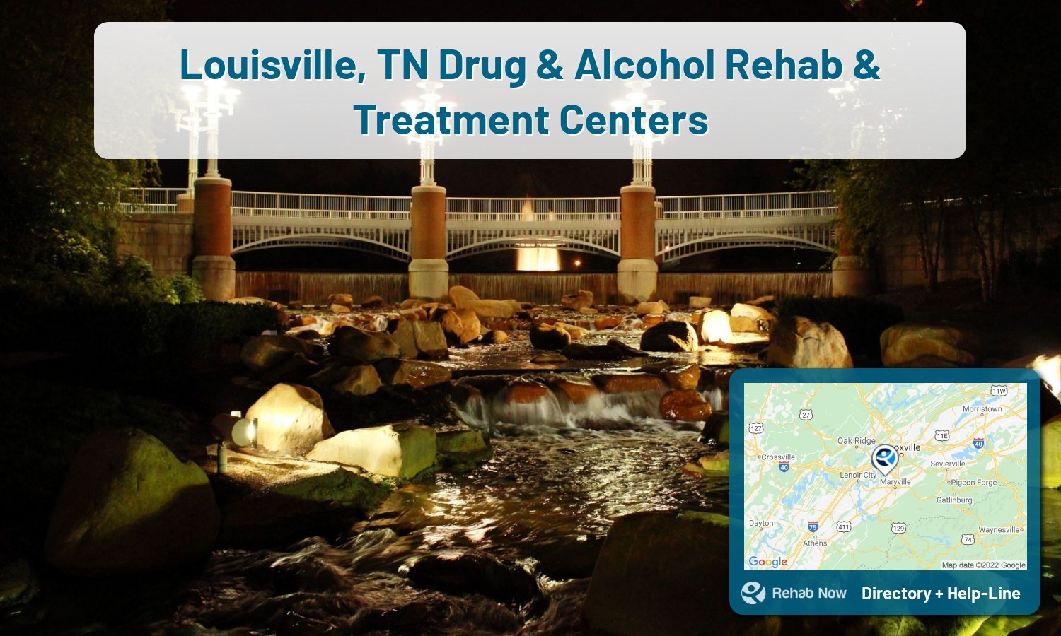 Need treatment nearby in Louisville, Tennessee? Choose a drug/alcohol rehab center from our list, or call our hotline now for free help.