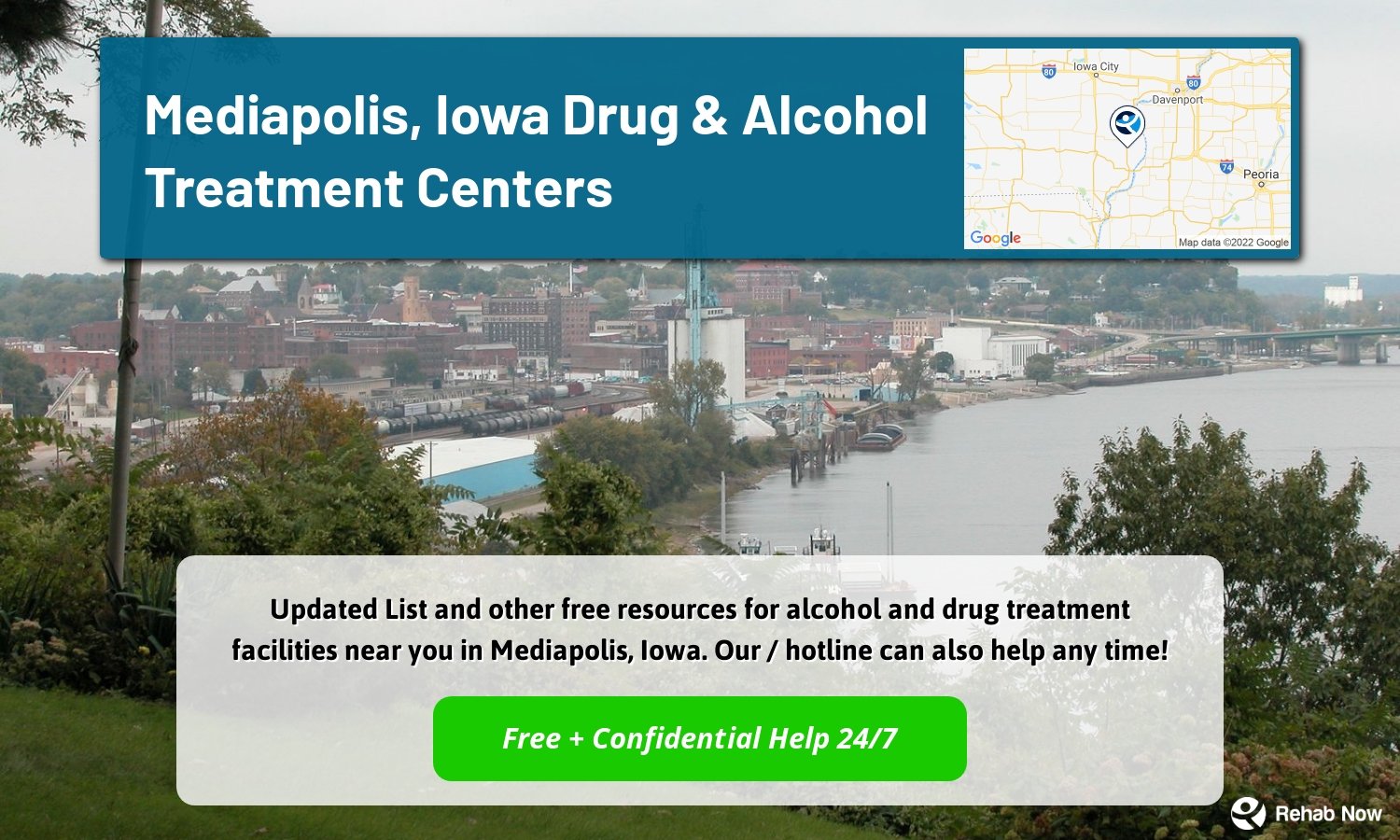  Updated List and other free resources for alcohol and drug treatment facilities near you in Mediapolis, Iowa. Our / hotline can also help any time!