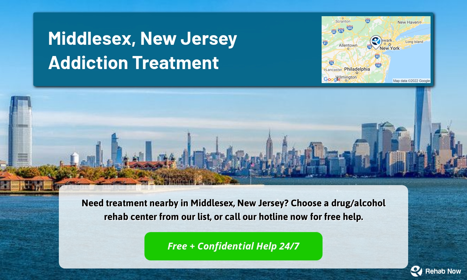 Need treatment nearby in Middlesex, New Jersey? Choose a drug/alcohol rehab center from our list, or call our hotline now for free help.
