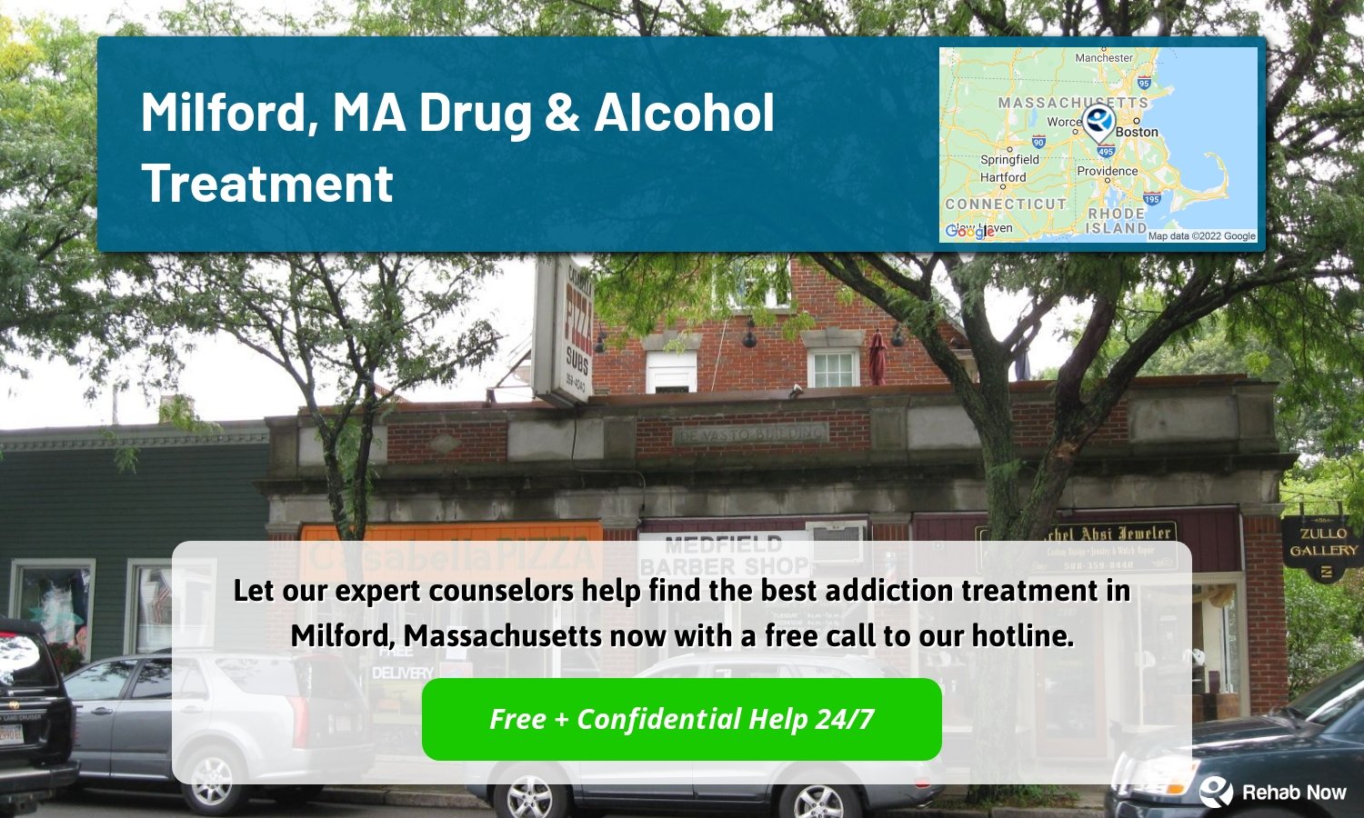 Let our expert counselors help find the best addiction treatment in Milford, Massachusetts now with a free call to our hotline.