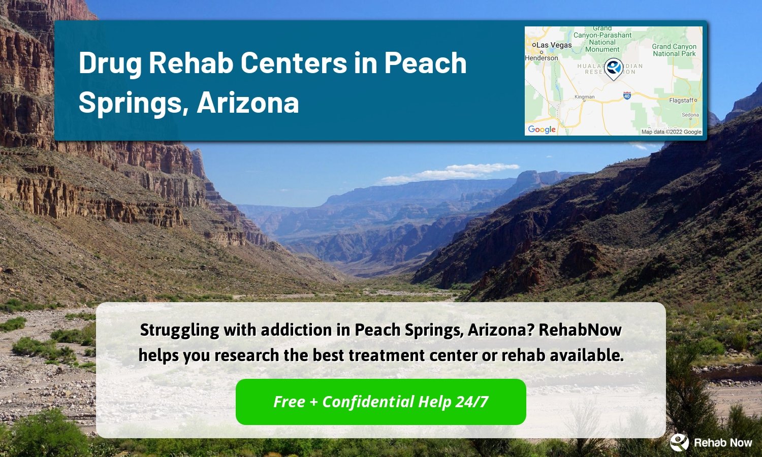 Struggling with addiction in Peach Springs, Arizona? RehabNow helps you research the best treatment center or rehab available.