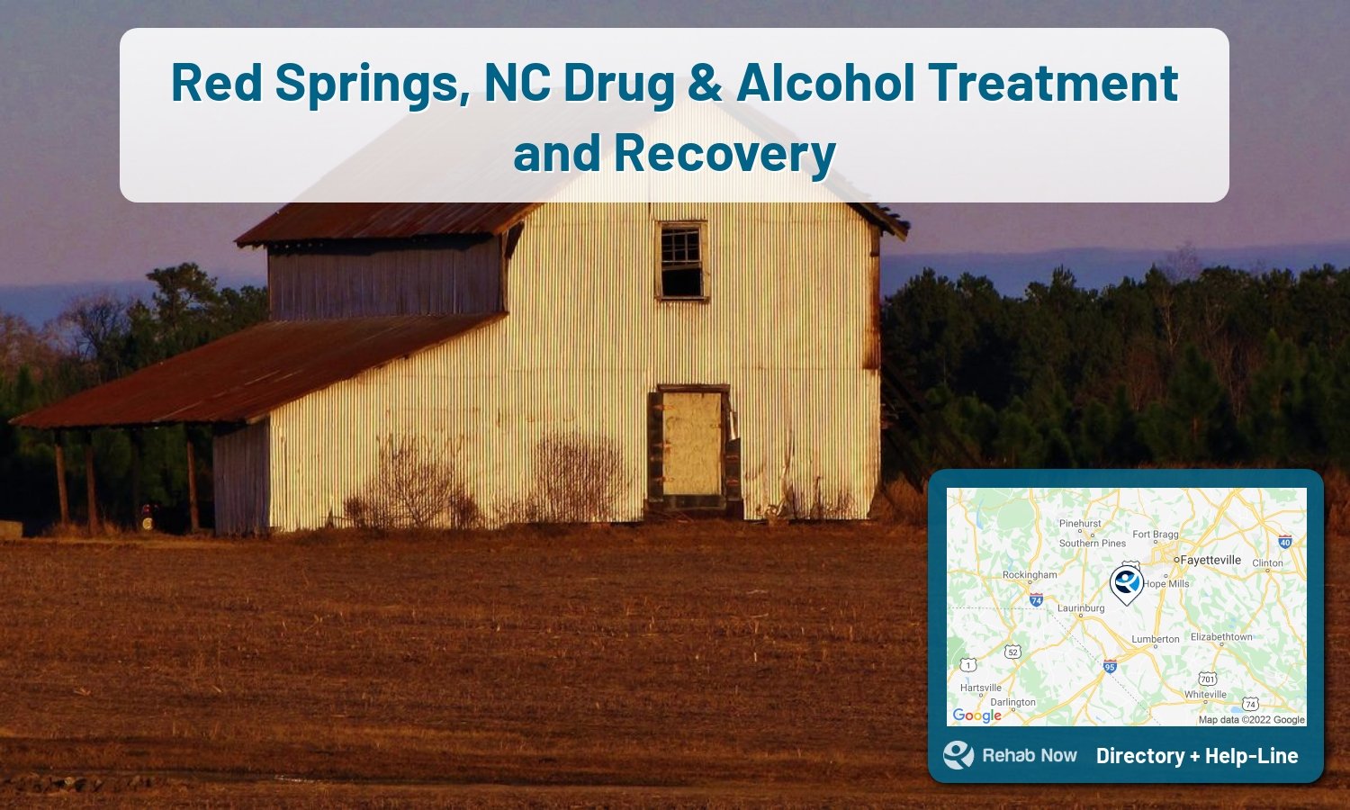 Let our expert counselors help find the best addiction treatment in Red Springs, North Carolina now with a free call to our hotline.