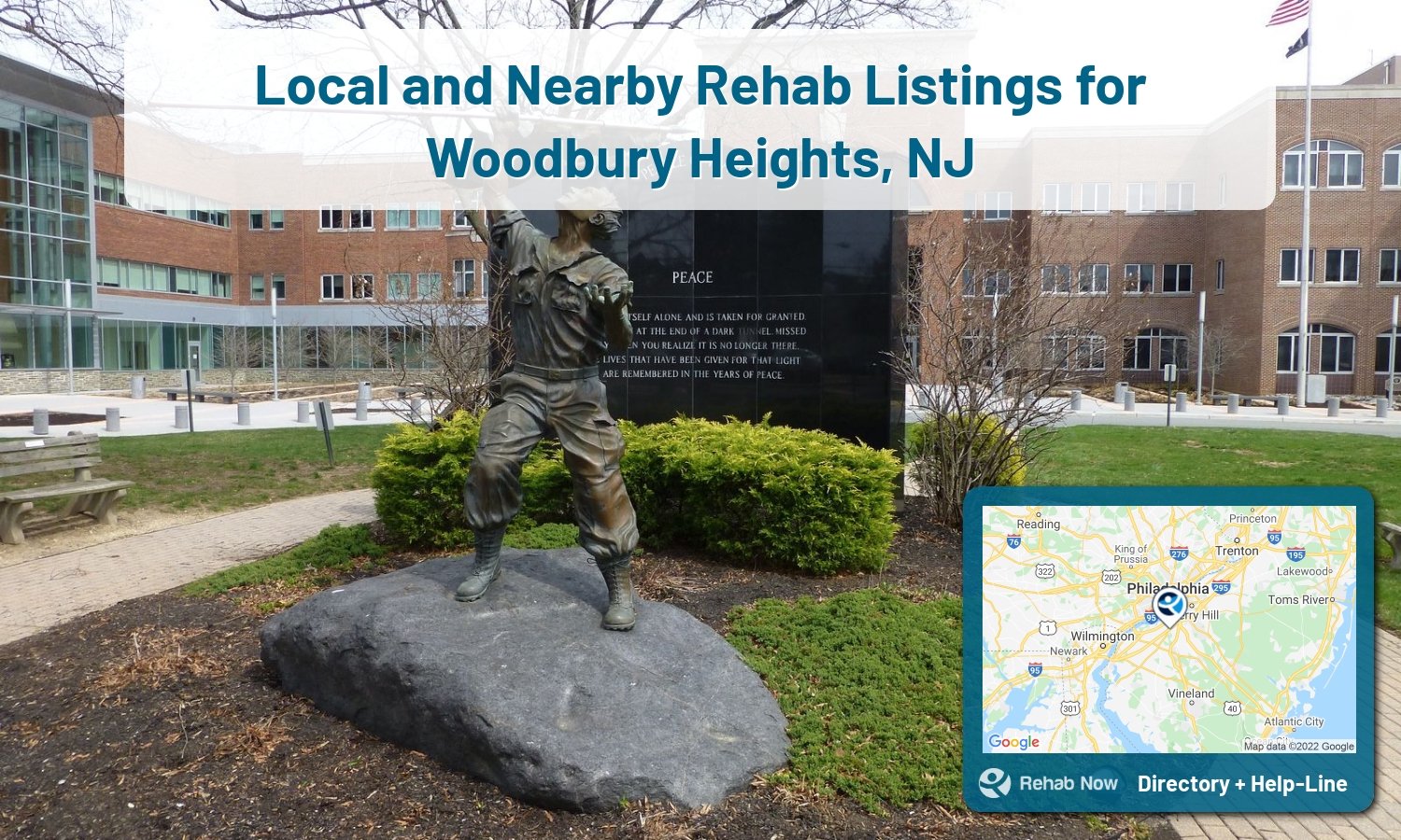 Need treatment nearby in Woodbury Heights, New Jersey? Choose a drug/alcohol rehab center from our list, or call our hotline now for free help.
