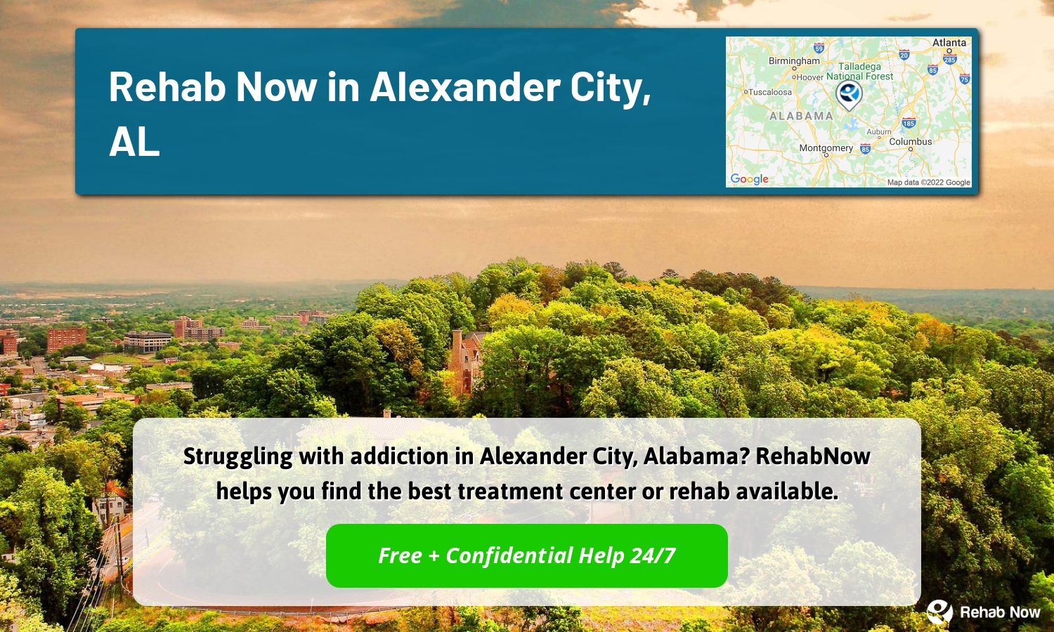 Struggling with addiction in Alexander City, Alabama? RehabNow helps you find the best treatment center or rehab available.