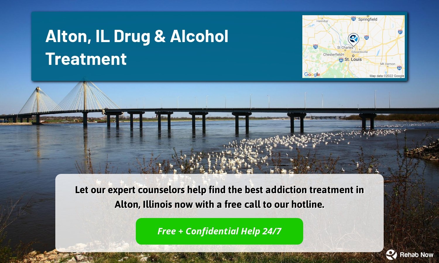 Let our expert counselors help find the best addiction treatment in Alton, Illinois now with a free call to our hotline.