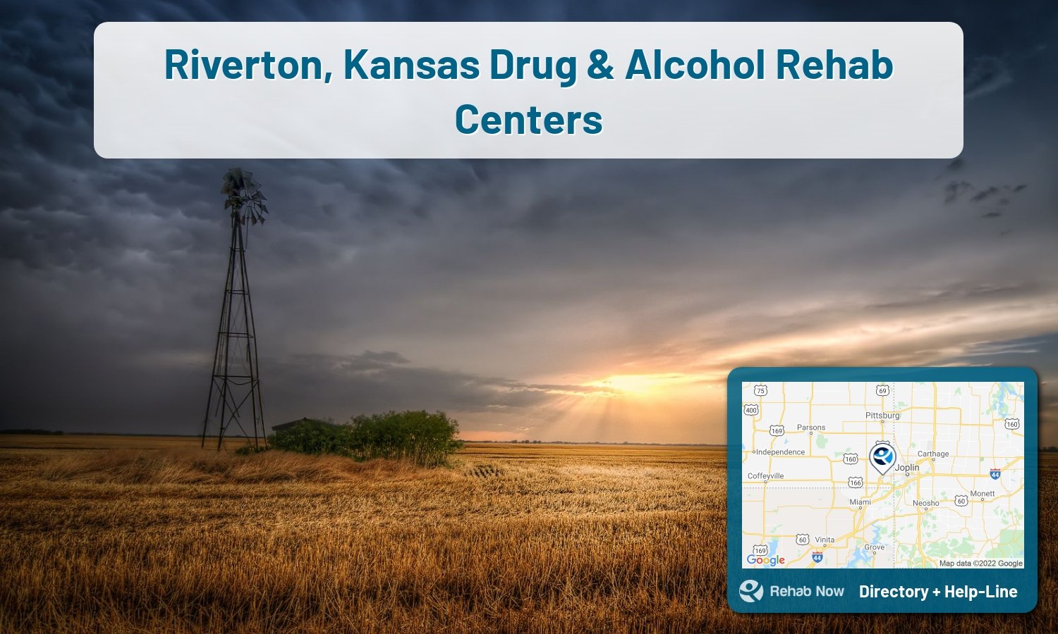 Drug rehab and alcohol treatment services near you in Riverton, Kansas. Need help choosing a center? Call us, free.