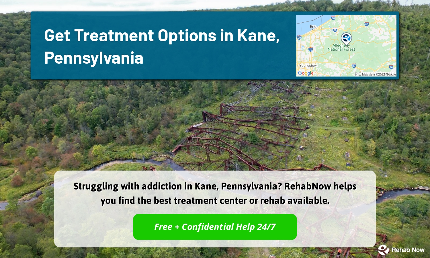Struggling with addiction in Kane, Pennsylvania? RehabNow helps you find the best treatment center or rehab available.