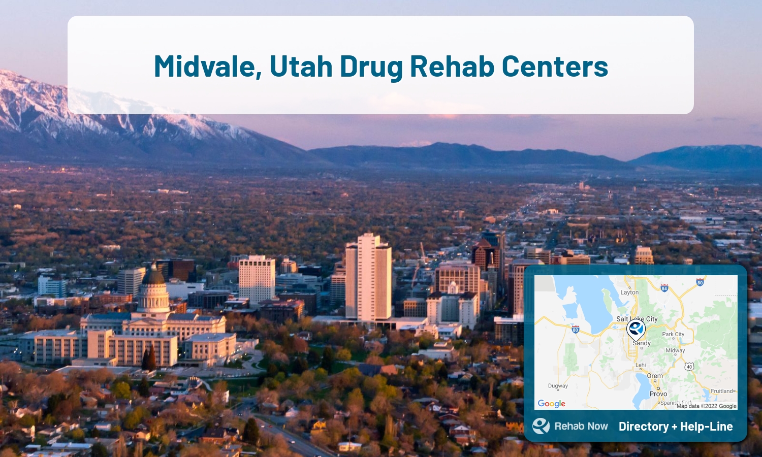 Struggling with addiction in Midvale, Utah? RehabNow helps you find the best treatment center or rehab available.