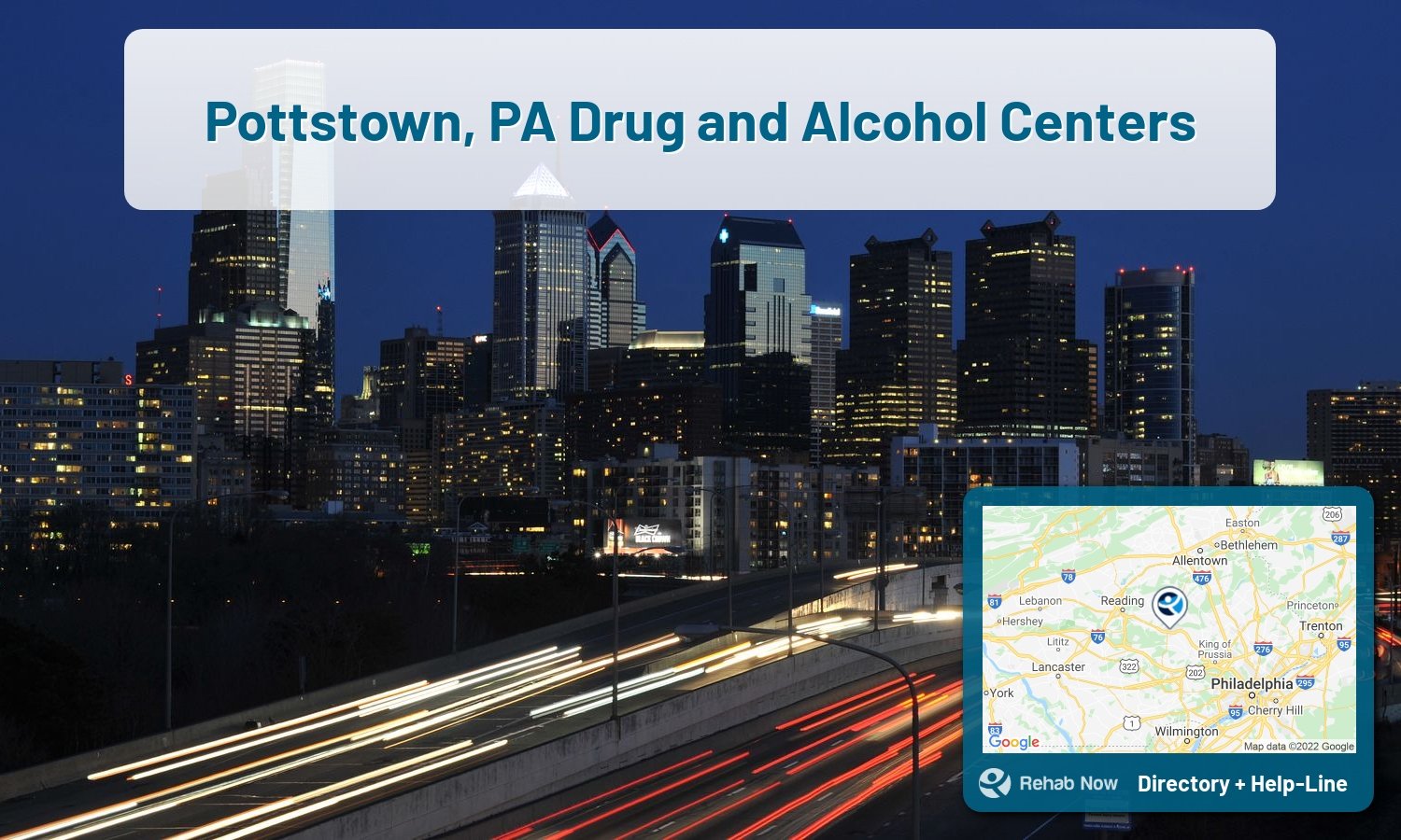 Need treatment nearby in Pottstown, Pennsylvania? Choose a drug/alcohol rehab center from our list, or call our hotline now for free help.