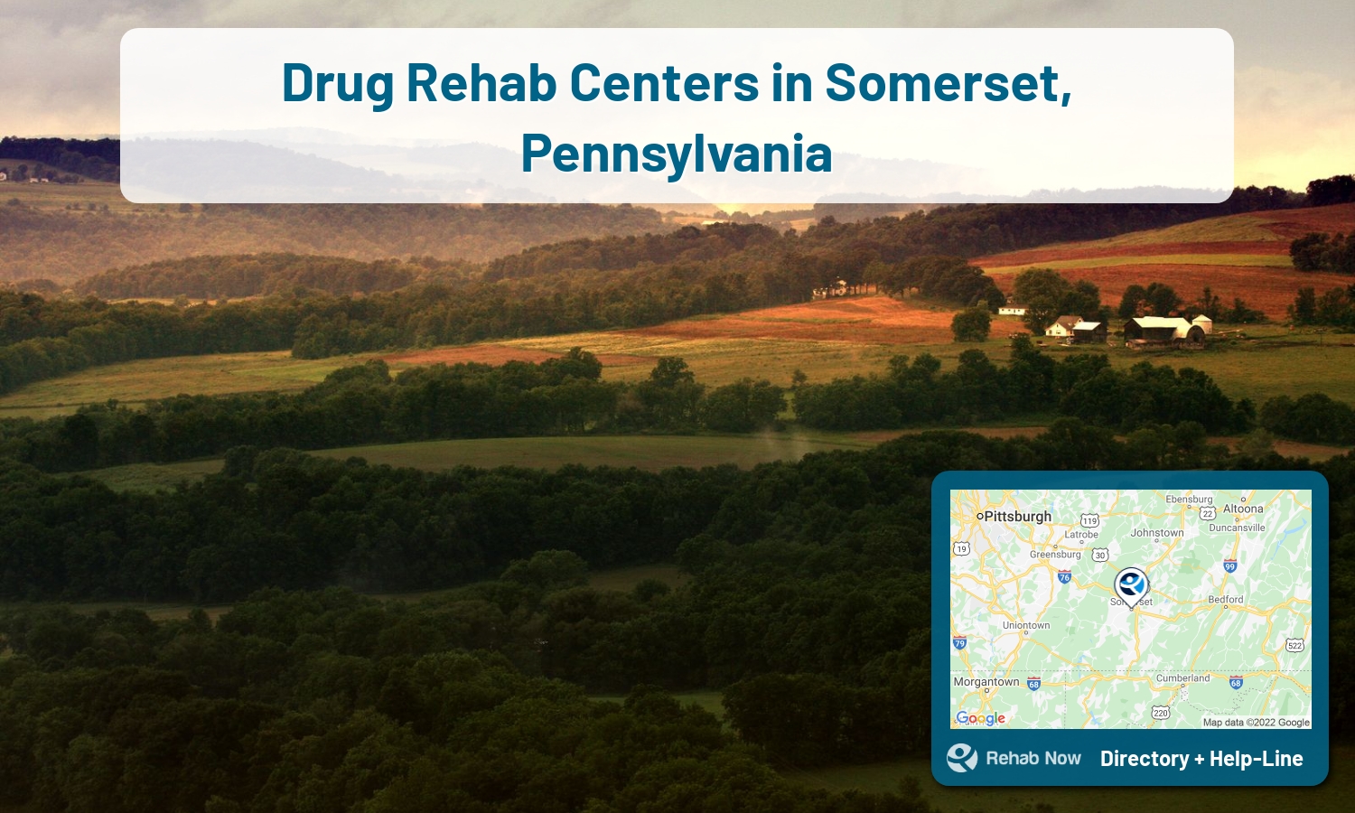 Need treatment nearby in Somerset, Pennsylvania? Choose a drug/alcohol rehab center from our list, or call our hotline now for free help.