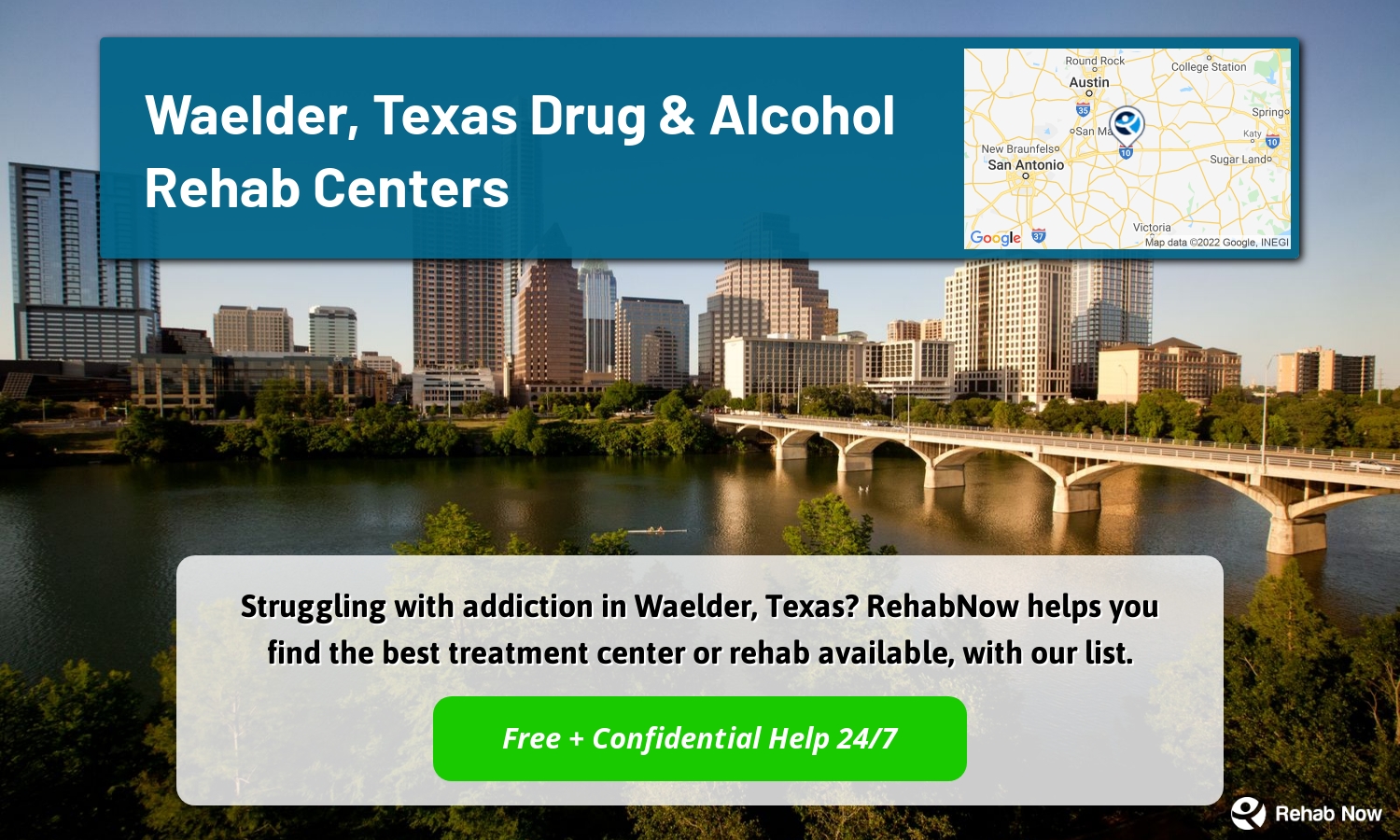 Struggling with addiction in Waelder, Texas? RehabNow helps you find the best treatment center or rehab available, with our list.