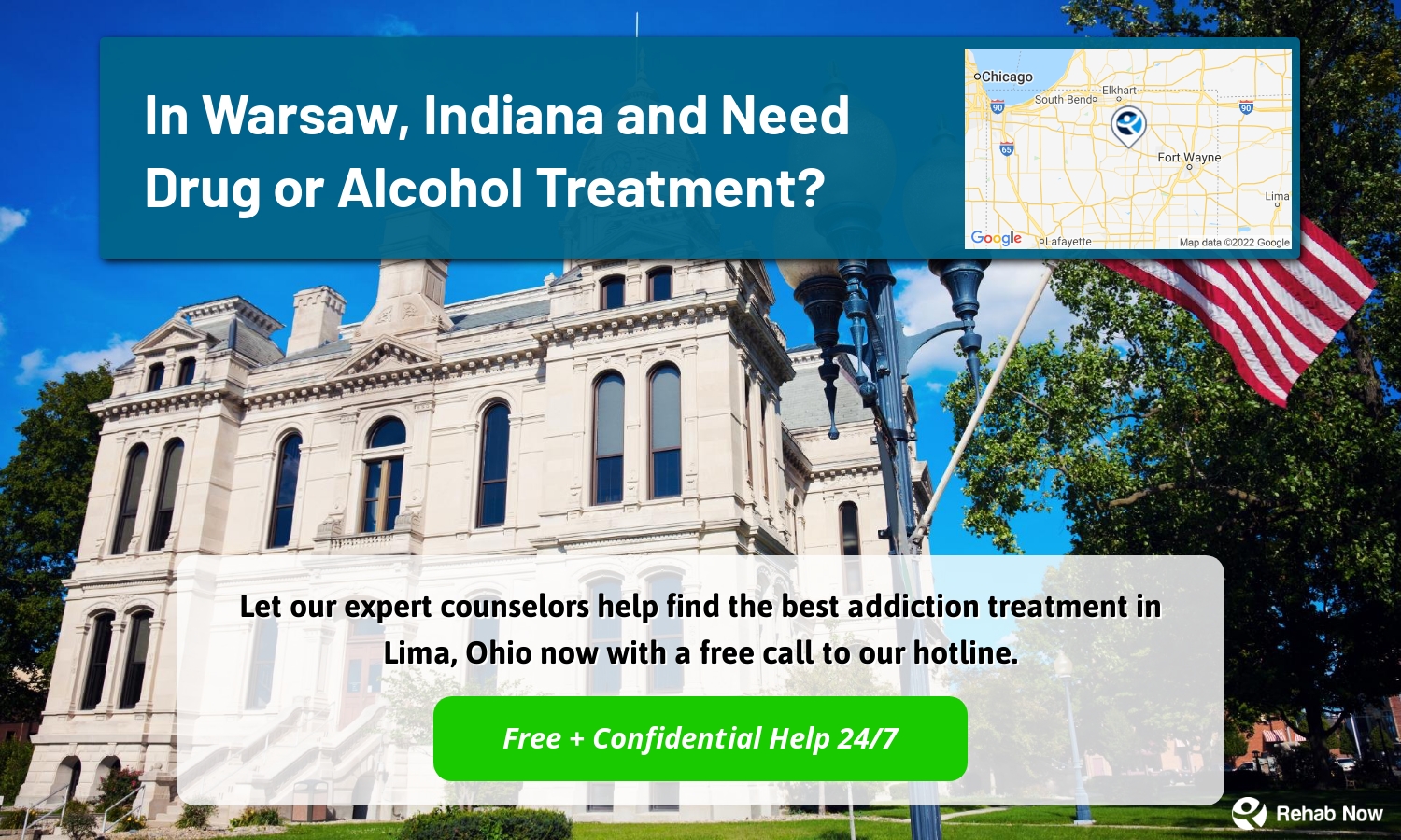 Let our expert counselors help find the best addiction treatment in Lima, Ohio now with a free call to our hotline.