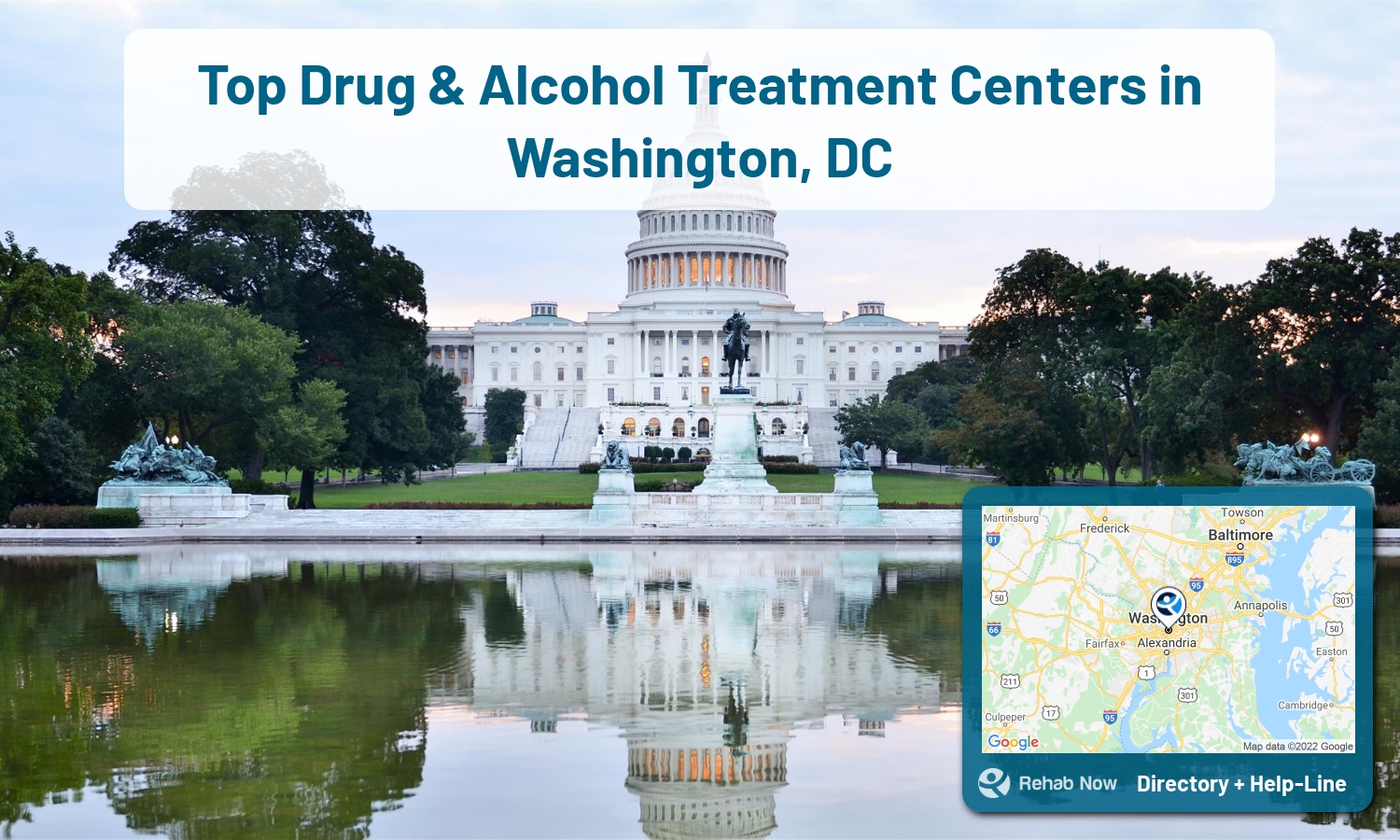 Need treatment nearby in Washington, DC? Choose a drug/alcohol rehab center from our list, or call our hotline now for free help.