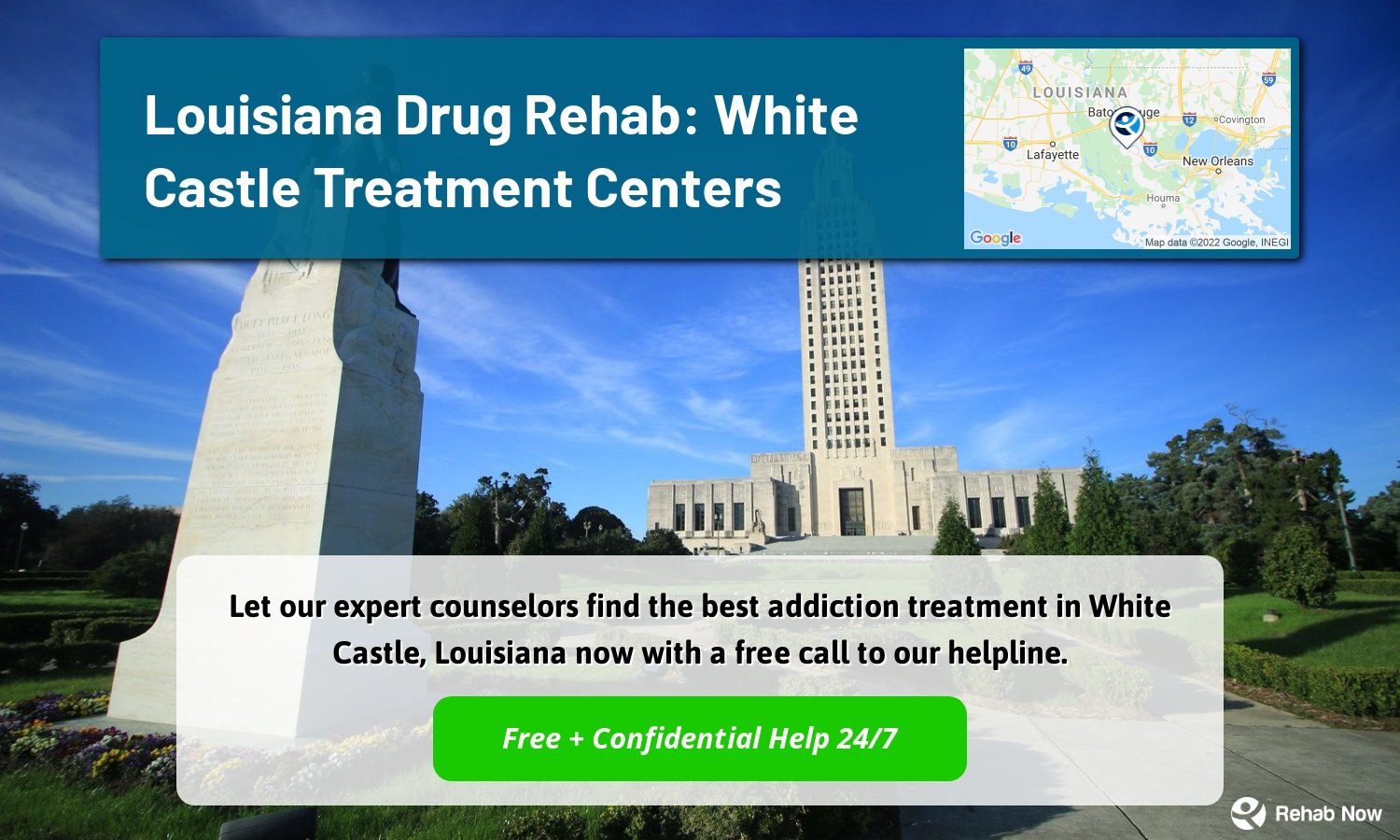 Let our expert counselors find the best addiction treatment in White Castle, Louisiana now with a free call to our helpline.
